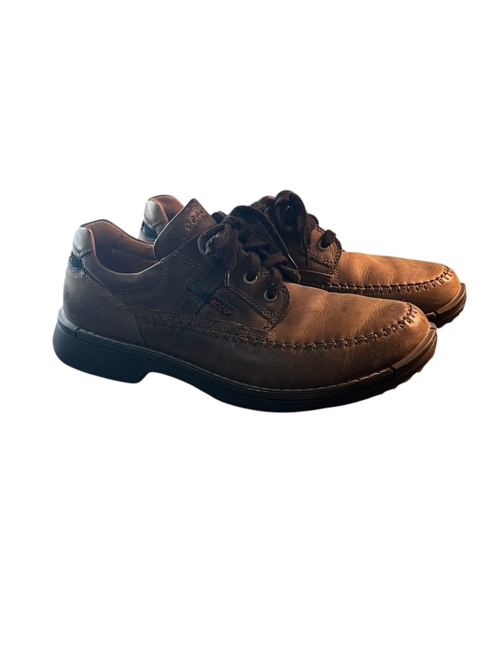 Ecco Men’s Brown Leather Slip-On Style Lace Casual Shoes